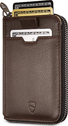 Vaultskin MAYFAIR Minimalist Leather Zipper Wallet. Slim RFID- Blocking  Multi-Card Holder With Coin Compartment