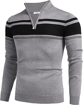 COOFANDY Men's Quarter Zip Up Pullover Slim Fit Mock Neck Long Sleeve  Sweaters Casual Corduroy Polo Sweatshirt