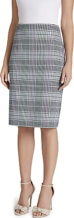 Tahari by ASL Womens Houndstooth Pencil Skirt with Slit, Silver Sage Plaid, 2