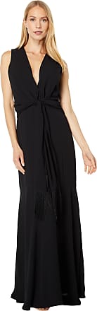 Bcbgmaxazria womens Floor Length Fit and Flare Tie Fringe Belt Evening Gown dresses, Black, X-Small US