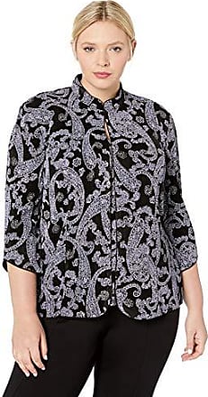 Alex Evenings Womens Plus Size Printed Mandarin Neck Twinset Tank Top and Jacket