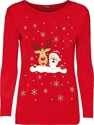 Womens Crew Neck Cap Sleeve Ladies Xmas Santa Costume Christmas Jersey T Shirt