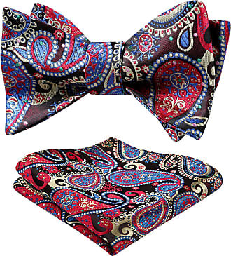 HISDERN Mens Paisley Pre-Tied Bow Set Adjustable Formal Neck Bowtie for Wedding Party