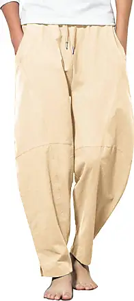  COOFANDY White Linen Pants Men Baggy Harem Cotton Pants  Fashion Hip Pop Hippie Summer Beach Linen Trouser White