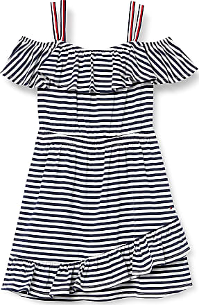 Tommy Hilfiger womens Off the Shoulder Casual Dress, Ruffle Stripe Navy 22, X-Large US