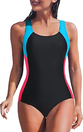 Charmo Women's One Piece Swimsuit Athletic Bathing Suit Racerback Training  Swimwear 