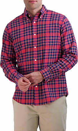 Camisa de flanela xadrez masculina, manga comprida, bolso duplo