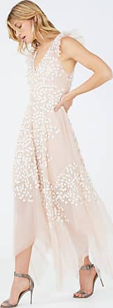 Bcbgmaxazria Womens Emery Embroidered Evening Dress in Bare Pink, 10, 100% Polyester
