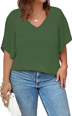 SOLY HUX Womens Plus Size Bodysuit Scoop Neck Short Sleeve T Shirts Skinny  One Piece Bodysuit Summer Basic Tops, Plain Army Green, X-Large Plus :  : Clothing, Shoes & Accessories
