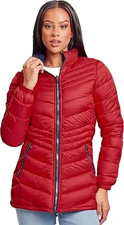 Nautica Women's 3/4 Midweight Stretch Puffer Jacket with Hood, Black,  X-Small at  Women's Coats Shop