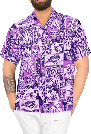 LA LEELA Women's Beach Hawaiian Shirt Dress Shirts Short Sleeve