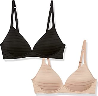 Warner's Womens Blissful Benefits Wireless Lift T-Shirt Bra 2-Pack Rn1102w, Toasted Almond/Black, 36B