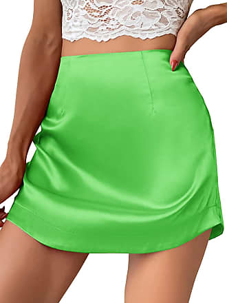 SheIn Women's Plus Split Hem High Waist A Line Zipper Corduroy Short Mini Skirt 