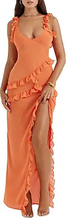 House Of CB Aiza Maxi Dress In Flame Orange