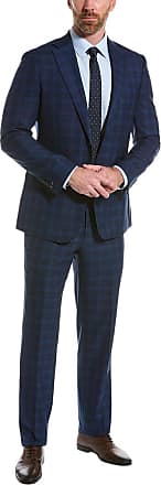 Men's English Laundry Navy and Brown Plaid 2pc Suit E124