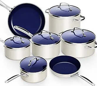 Nuwave Healthy Duralon Blue Ceramic Nonstick Cookware Set, Diamond
