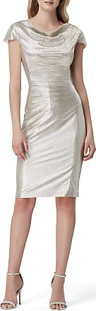 Tahari by ASL Womens Cowl Neck Dress with Ruched Side, Silver Powder, 16