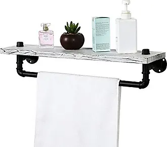 Solid Wood Wall Mounted Bathroom Shelves with Towel Bar MyGift