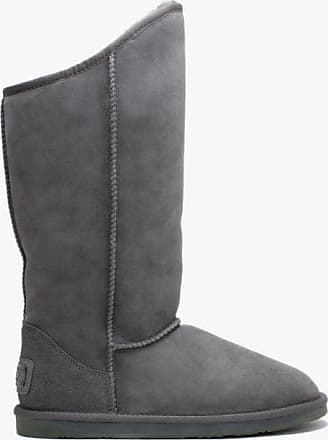 tall grey leather boots womens