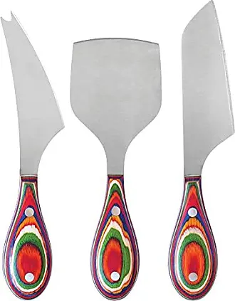 Jean Dubost 6 Steak Knives with Multi-Color Handles in a Clasp Box