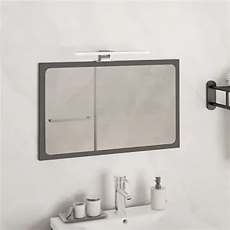 Relaxdays Miroir mural tablette, Glace bois lamelles, entrée, salle de  bains, bambou, HLP 61 x 53 x 15 cm, nature/blanc
