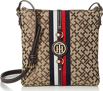 Beige Tommy Hilfiger Logo Satchel Bag Handbag Purse Brown 