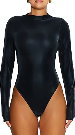 American Apparel Women Cotton Spandex Long Sleeve Bodysuit, Black, X-Small  at  Women's Clothing store