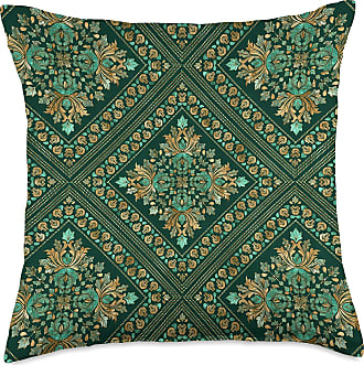 18x18 Multicolor Creativemotions Luxury Quatrefoil Moroccan Pattern Green Throw Pillow 