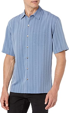 Van Heusen Mens Big & Tall Tall Air Short Sleeve Button Down Poly Rayon Stripe Shirt, Forever Blue, 3X-Large Big