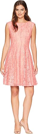 Gabby Skye Womens Sleeveless Lace Dress, Coral/Nude, 14