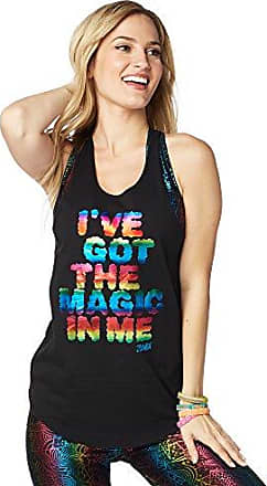 Zumba Black Loose Graphic Print Dance Tank Tops Active Workout Tops for Women 