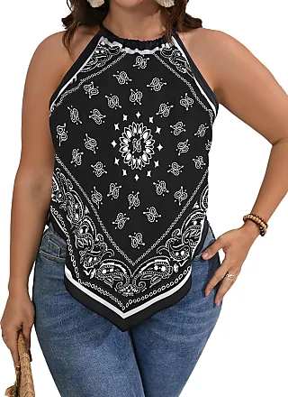 SOLY HUX Women's Casual Floral Print Lace Up Back Sleeveless Spaghetti  Strap Bandeau Tube Crop Corset Top Black Print XS at  Women's  Clothing store