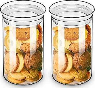 ZENS Glass Canisters Jar with Lid, Airtight Sealed 15 Fluid Ounce Spice  Jars Sets of 2, Clear Small Kitchen Storage Containers for Herbs,Tea