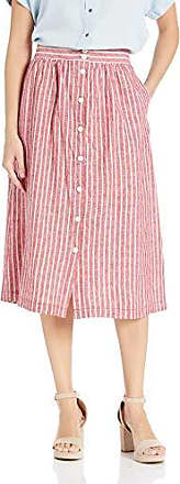 Max Studio Womens Button Front Linen Blend Stripe Skirt Skirt