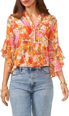 Appliquéd floral-print silk-chiffon blouse