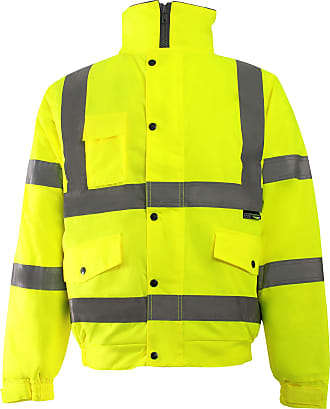Love My Fashions® Mens Hi Viz Vis High Visibility Jacket Waterproof Padded Trendy Winter Warm Concealed Causal Hood Fluorescent Yellow Workwear Coat Plus Size