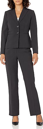 Le Suit Womens Stripe Herringbone 2 Bttn Notch Lapel Pant Suit 50036899
