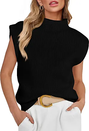 Allegra K Women's Sleeveless Mock Neck Fitting Knit Basic Vest Sweater Tank  Tops Black X-Large
