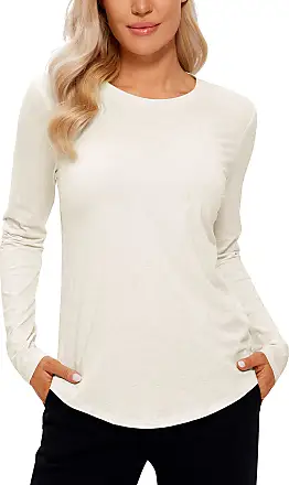 CRZ YOGA Seamless Long Sleeve Shirts for Women Ribbed Workout X