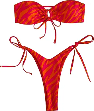 MakeMeChic Women's Plus Size Tie Back Halter Push Up Bikini Top Underwire  Swimsuit Top