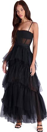 Bcbgmaxazria BCBG Max Azria OLY Womens Tiered Ruffle Tulle Sleeveless Gown Black Size 4