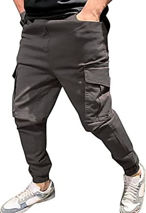 OEAK Homme Pantalons Décontractés Chino Pantalon de Jogging Cargo Pantalon de Sport Coton Taille Élastique Pants Multi Poches Zippé Patchwork Pantalon de Travail Mode Slim Fit 