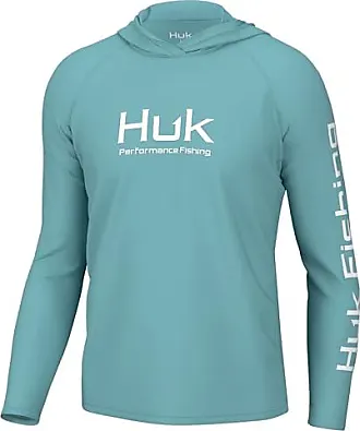  HUK Men's Standard Pursuit Crew Long Sleeve, Sun Protecting  Fishing Shirt, Fin Flats-Crystal Blue, Small : Clothing, Shoes & Jewelry