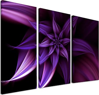Designart Flowers in Fractal Pattern-Floral Canvas Art Print-36x28in-Multipanel 3 Piece 36x28-3 Panels Red
