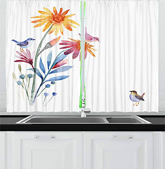 SPA Flower Stone Window Drapes Short Kitchen Curtains 2 Panels Set 55"x39" 