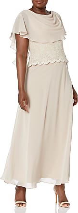 Jessica Howard Womens Drape Neck Capelet Gown, Champagne, 12