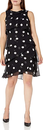 S.L. Fashions Womens Reverse Collar Tiered Party Dress-Closeout, Black Ivory, 12