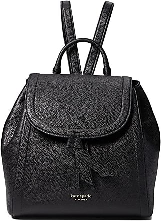 Kate Spade New York Leila Large Flap Leather Drawstring Backpack Black