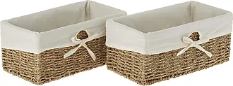 Vintiquewise Woven Seagrass Small Waste Bin Lined with White Washable Lining