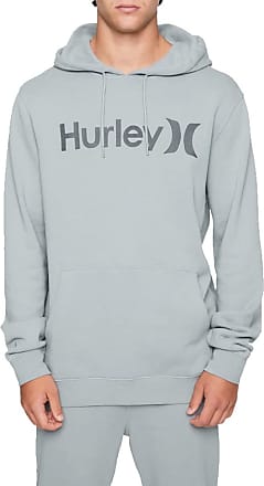 Hurley ORIGINAL PULLOVER Black Grey White Logo Pocket Sweatshirt Men's Hoodie 